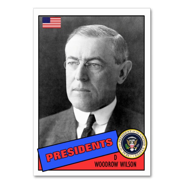 Woodrow Wilson Basebollkort Bordsnummer (Framsidan)