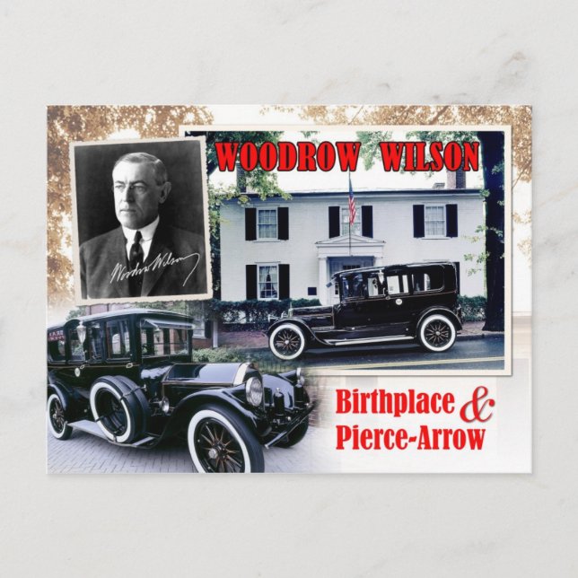 Woodrow Wilson Birthplace & Pierce-Arrow Limousine Vykort (Framsida)