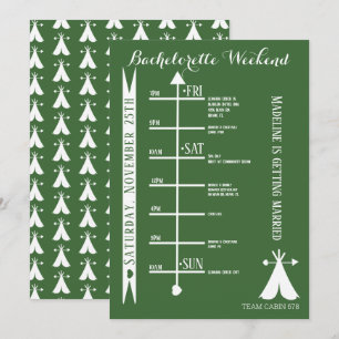 Woods Camp Bachelorette Weekend Getaway Resplan Inbjudningar