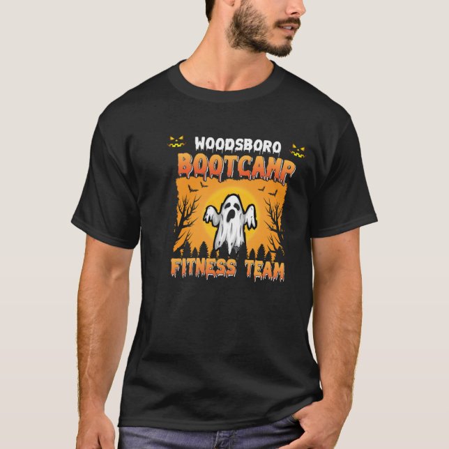 Woodsboro Bootcamps Halloween Fitness Team T-Shirt (Framsida)