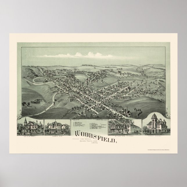 Woodsfield, OH Panoramic Karta - 1899 Poster (Framsidan)