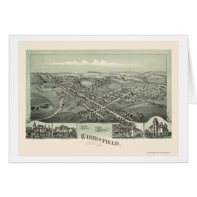 Woodsfield panorama- karta för OH - 1899 Hälsningskort (Framsidan Horizontal)