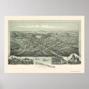 Woodsfield panorama- karta för OH - 1899 Poster