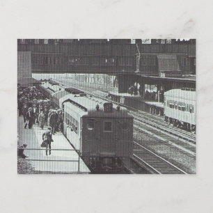 Woodside Station med Tåg Long Island Railroad Vykort