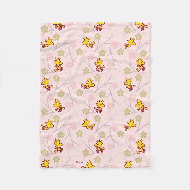 Woodstock Pink Cherry Blossom Pattern Fleecefilt (Framsidan)