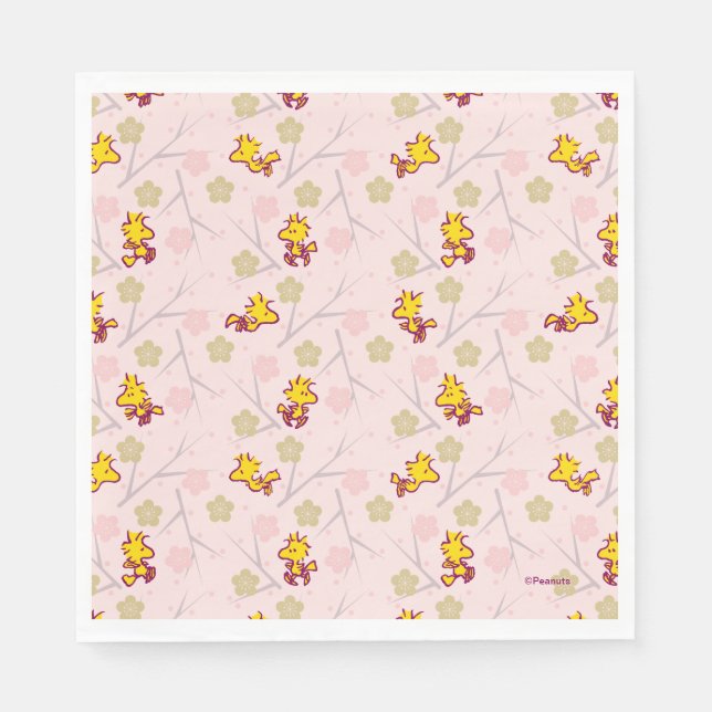 Woodstock Pink Cherry Blossom Pattern Pappersservett (Framsidan)