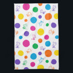 Woodstock Rainbow Polka Dot Mönster Kökshandduk<br><div class="desc">Den här söta designen har Snoopys bästa vän Woodstock i en färgfull polka punkt mönster.</div>