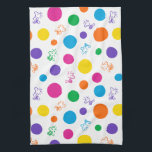 Woodstock Rainbow Polka Dot Mönster Kökshandduk<br><div class="desc">Den här söta designen har Snoopys bästa vän Woodstock i en färgfull polka punkt mönster.</div>