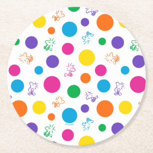 Woodstock Rainbow Polka Dot Mönster Underlägg Papper Rund