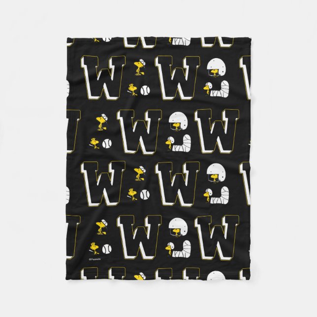 Woodstock Varsity Sports Letter Pattern Fleecefilt (Framsidan)