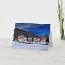 Woodstock Vermont en vinter natt Helgkort