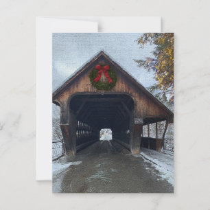Woodstock Vermont Snowy Helgdag Vykort