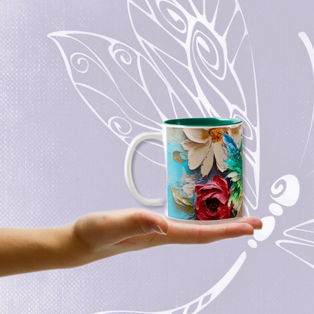 Woodsy Butterfly på Blommigtar Två-Tonad Mugg (Skapare uppladdad)