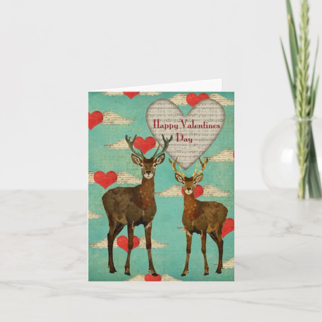 Woodsy Elk Valentine Card Helgkort (Framsida)