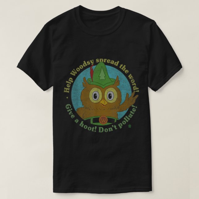 Woodsy Owl Give a Hoot Distressed and Faded  T Shirt (Design framsida)