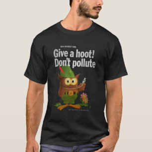 Woodsy Uggla Ge A Hoot 70s, sönderdelat och avgung T Shirt