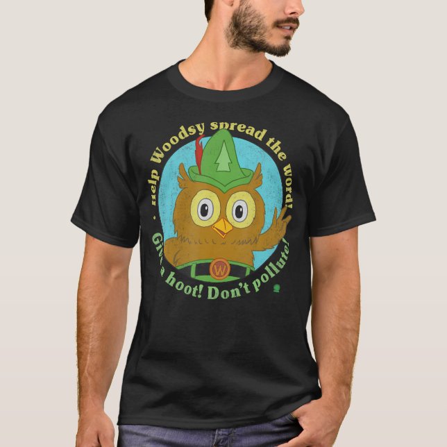Woodsy Uggla Ge a Hoot Distress och avverkat T Shirt (Framsida)