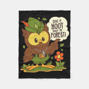 Woodsy Uggla Ge A Hoot om skogsvårdsdagen Fleecefilt