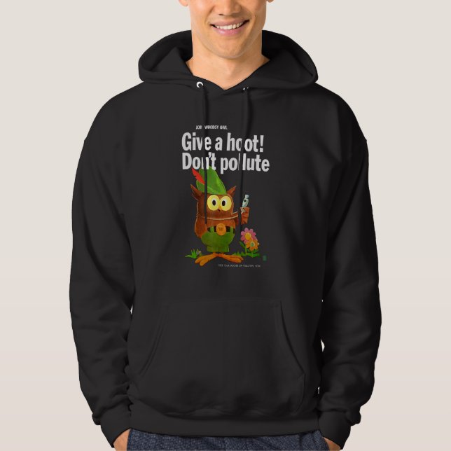 Woodsy Uggla Retro Ge a Hoot Do Not Pollute Hoodie (Framsida)