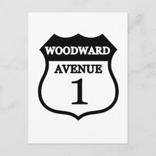 Woodward Avenue Route 1 Sign Woodward Gifts Vykort