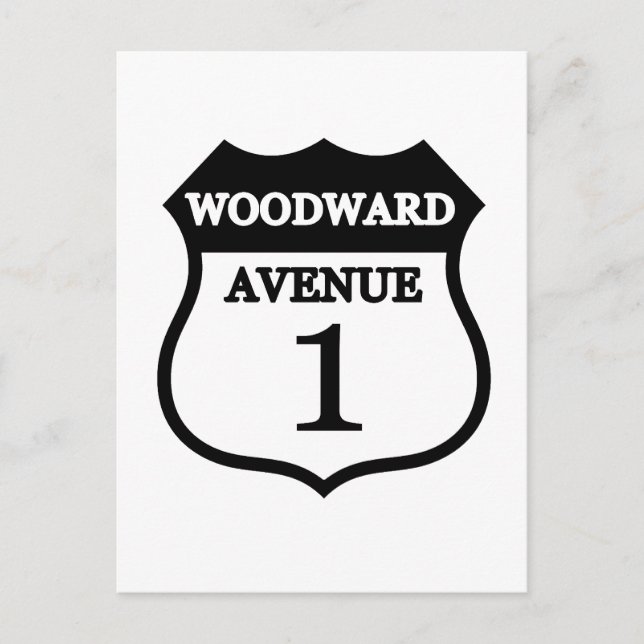 Woodward Avenue Route 1 Sign Woodward Gifts Vykort (Framsida)