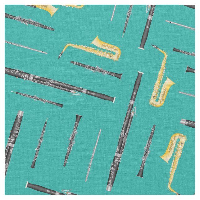 Woodwind Band Instruments Music Musician Turquoise Tyg (Närbild)