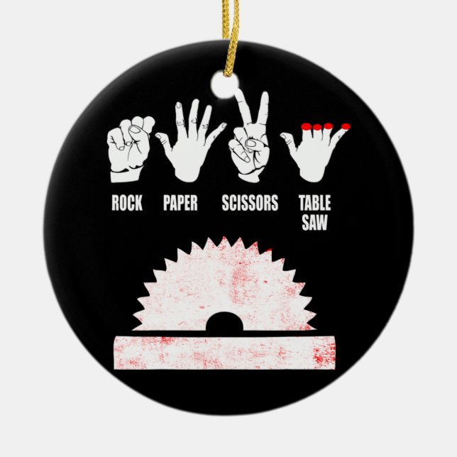 Woodwork Carpenter Sten Pappra Bord Saw Funny Julgransprydnad Keramik (Framsidan)