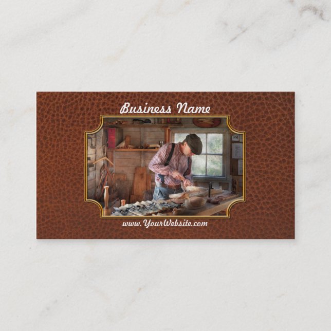 Woodworker - snida - snida en anka visitkort (Framsida)