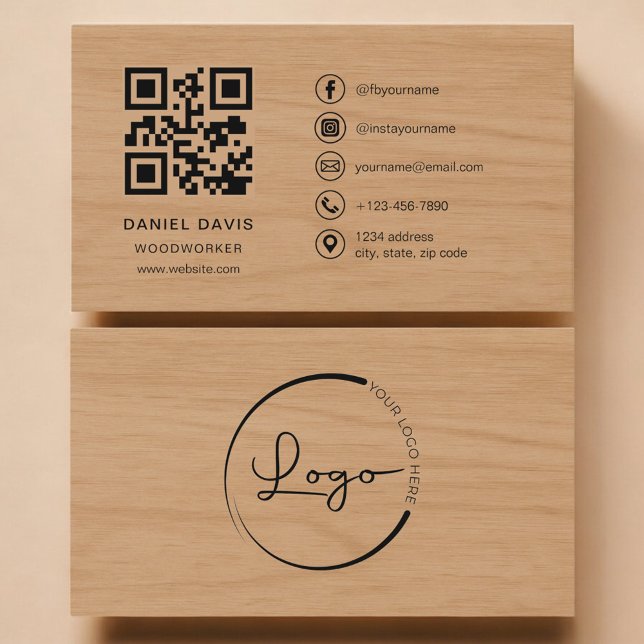 Woodworker Wood Professional QR Code Visitkort (Skapare uppladdad)