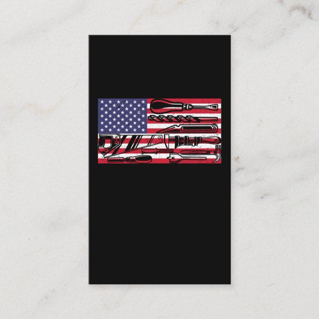 Woodworking American Flagga Carpenter Verktyg Craf Visitkort (Framsida)