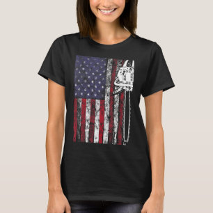 Woodworking Chainszawa Wood Logger Us Flagga Lumbe T Shirt