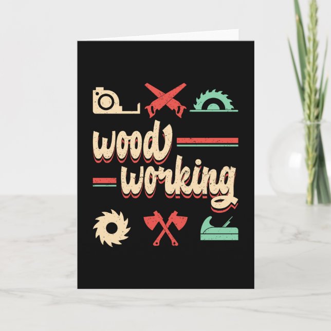 Woodworking Retro Carpenter Woodwork Gift Idea Kort (Framsida)