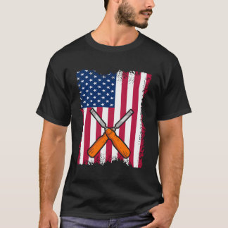 Woodworking Vintage Us Flagga Woodvert Woodturner T Shirt