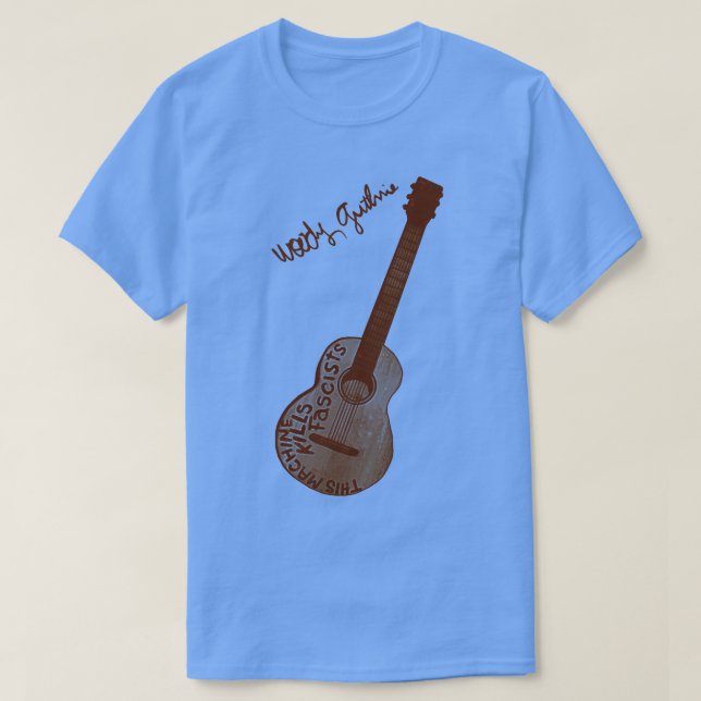 Woody Guthrie Den här Maskin-Dödan  fascister Guit T Shirt (Design framsida)