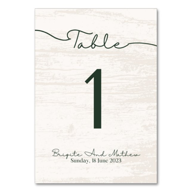 Woody Modern Bordkort Bordsnummer (Framsidan)