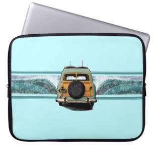 Woody Wave Surfer Neoprene Wetdräe Laptop Sleeve