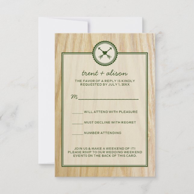Woody Wedding & Glamping RSVP-kort OSA Kort (Framsida)