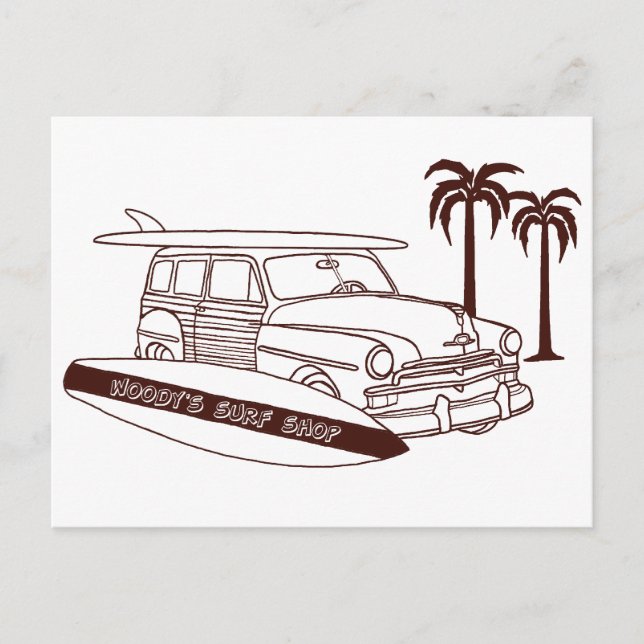 Woody's Surfa Shop Vykort (Framsida)