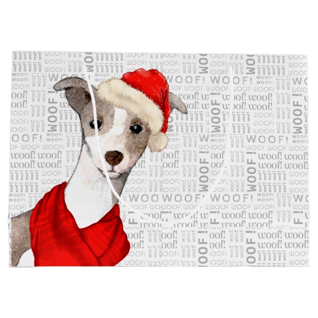 Woof Art Funny Italienska Greyhound Hund jul - jul (Baksidan)