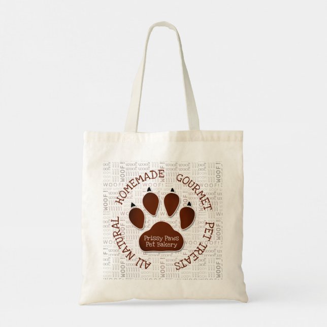Woof Art och Brown Hund Business Namn Tygkasse (Baksida)
