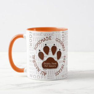 Woof Art och Tass i Brown Custom Name Mugg