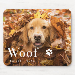 Woof   din hund foto och ett tasstryck musmatta