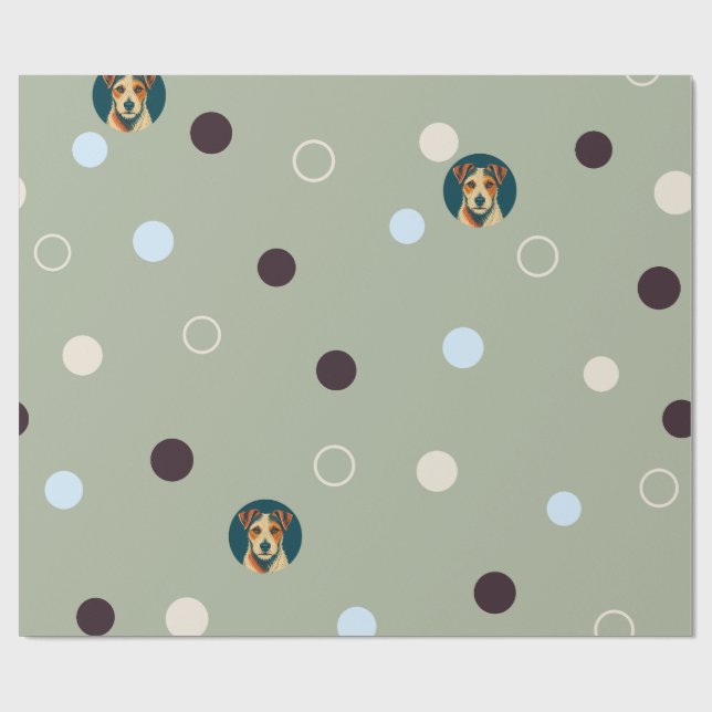Woof-dot Jade — Förfinad terrier och cirkelmönster Presentpapper (Platt)