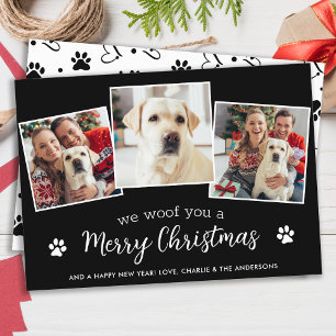 Woof God jul Anpassningsbar Hund älskare 3 Pet Fot Julkort