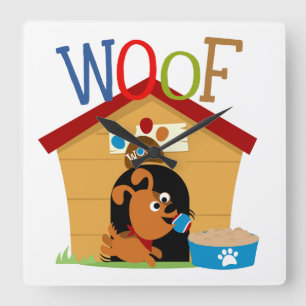 Woof Hund Fyrkantig Klocka