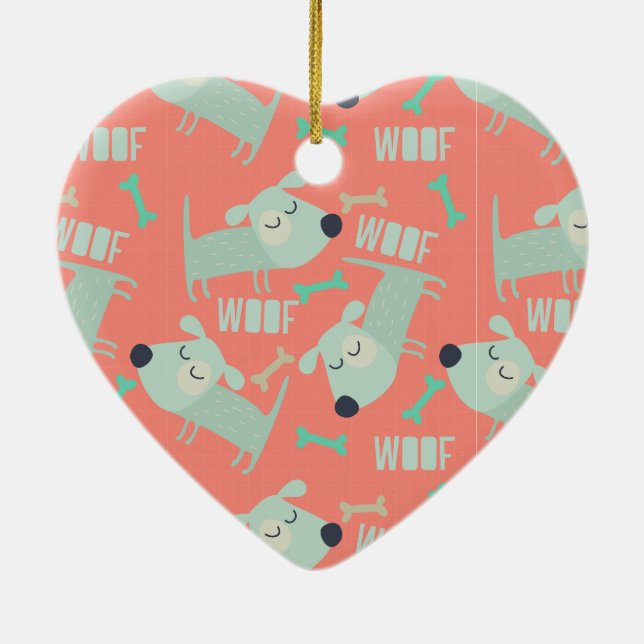 Woof Hundar och Bones Julgransprydnad Keramik (Baksidan)