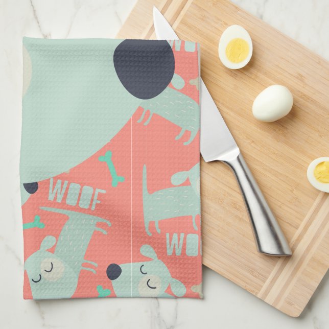 Woof Hundar och Bones Kökshandduk (Vikt i Fjärdedel)