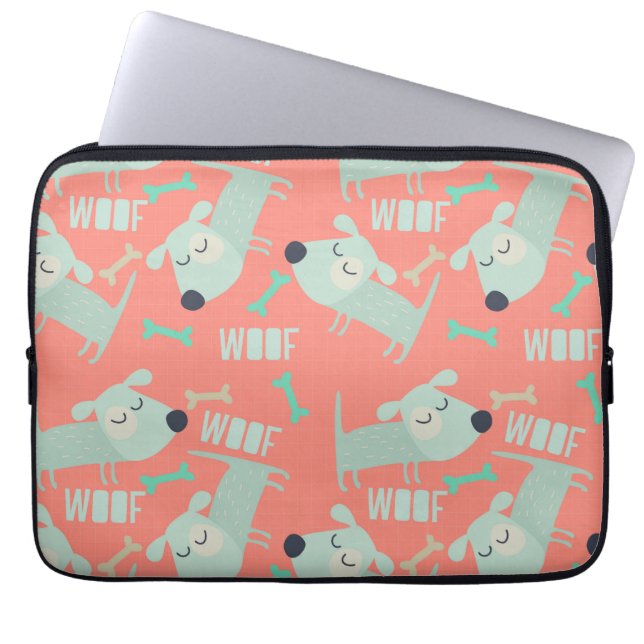 Woof Hundar och Bones Laptop Sleeve (Framsidan)