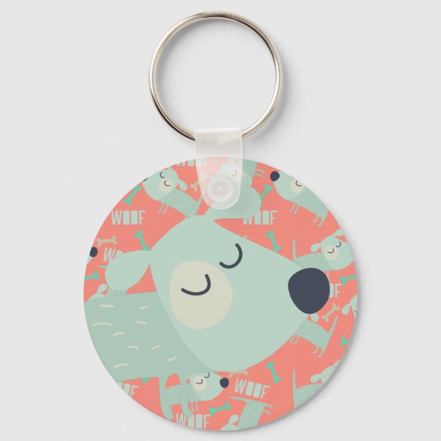 Woof Hundar och Bones Nyckelring (Framsida)