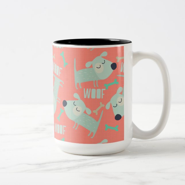 Woof Hundar och Bones Två-Tonad Mugg (Höger)